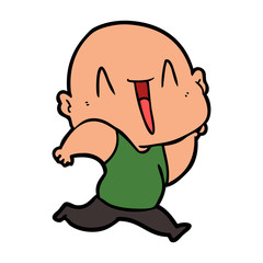 happy cartoon bald man