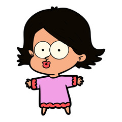 cartoon girl pouting