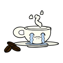 cartoon crying espresso mug