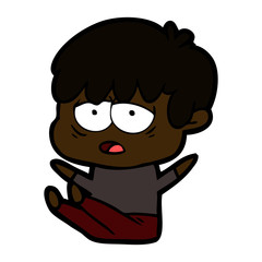 cartoon exhausted boy