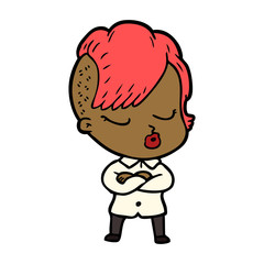Fototapeta premium cartoon pretty hipster girl