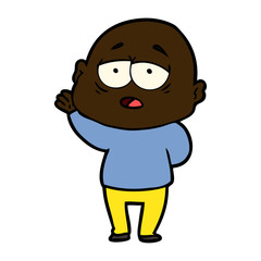 Obraz premium cartoon tired bald man