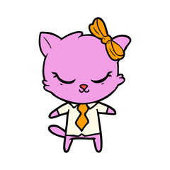 cute cartoon business cat with bow