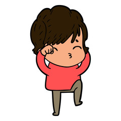 cartoon woman thinking