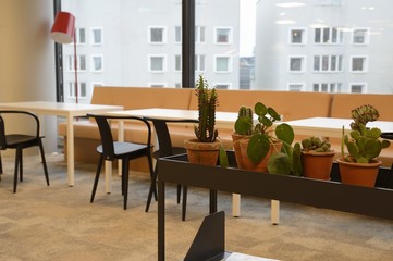 An empty cafeteria interior shot. 