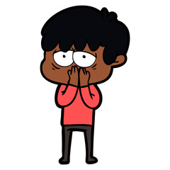 cartoon exhausted boy