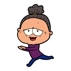 cartoon happy old lady