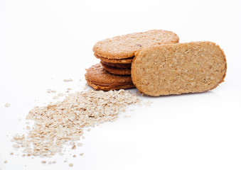 Healthy bio breakfast grain biscuits with oats
