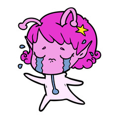 cartoon crying alien girl