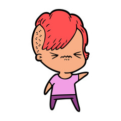 Obraz premium cartoon annoyed hipster girl