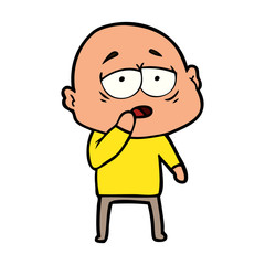 cartoon tired bald man