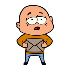 cartoon tired bald man