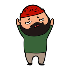 cartoon worried man with beard
