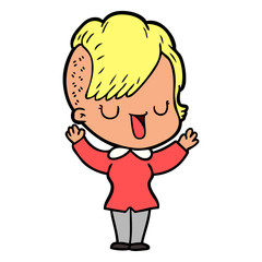 cute cartoon girl with hipster haircut
