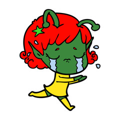 cartoon crying alien girl