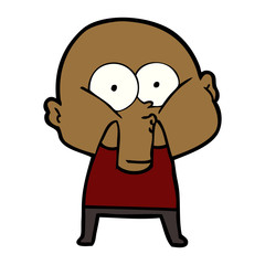 cartoon bald man staring