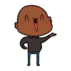 happy cartoon bald man