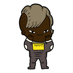 Obraz premium cute cartoon girl with hipster haircut