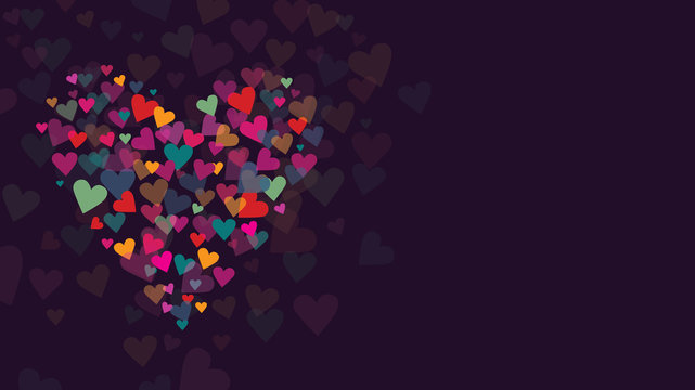 Colorful Hearts Collage Vector Illustration