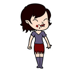 cartoon vampire girl with blood on cheek