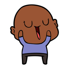 happy cartoon bald man