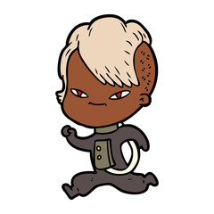 cute cartoon girl with hipster haircut