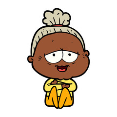 cartoon happy old lady