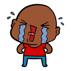 cartoon crying bald man