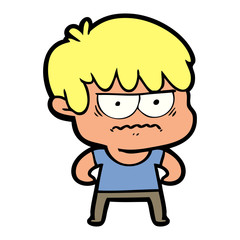 annoyed cartoon boy