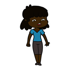 cartoon worried woman