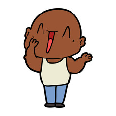 happy cartoon bald man