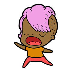 cartoon cool hipster girl talking