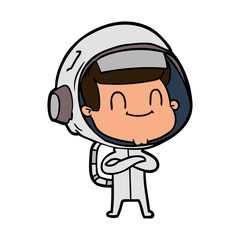 happy cartoon astronaut