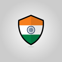 Indian Flag Flat Vector Shield Badge