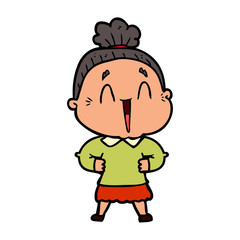 Fototapeta premium cartoon happy old lady