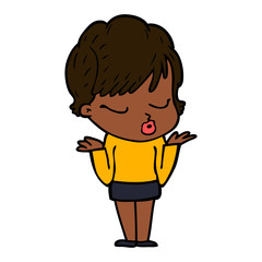 cartoon woman with eyes shut
