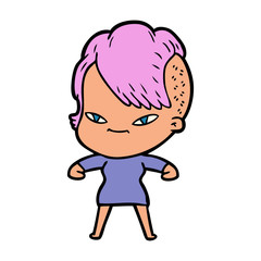 cute cartoon girl with hipster haircut