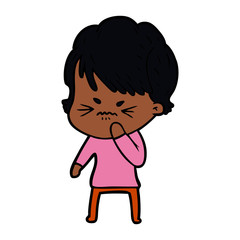 Obraz premium cartoon frustrated woman