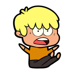 worried cartoon boy