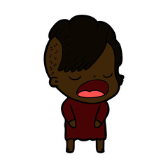 cartoon cool hipster girl talking