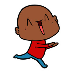 happy cartoon bald man