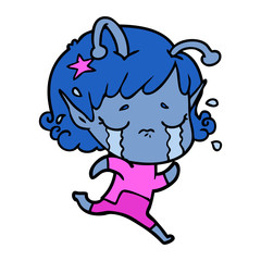 Obraz premium cartoon crying alien girl