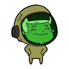 happy cartoon astronaut