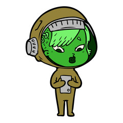 cartoon astronaut woman