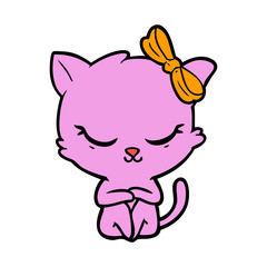 cute cartoon cat with bow