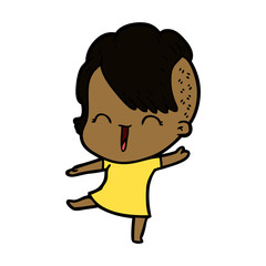 cartoon happy hipster girl