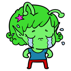 cartoon crying alien girl