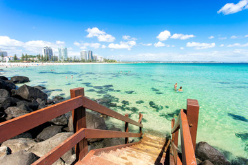 Amazing blue water at Coolangatta on the Gold Coast in Queensland, Australia