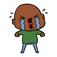 cartoon crying bald man