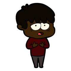 cartoon exhausted boy